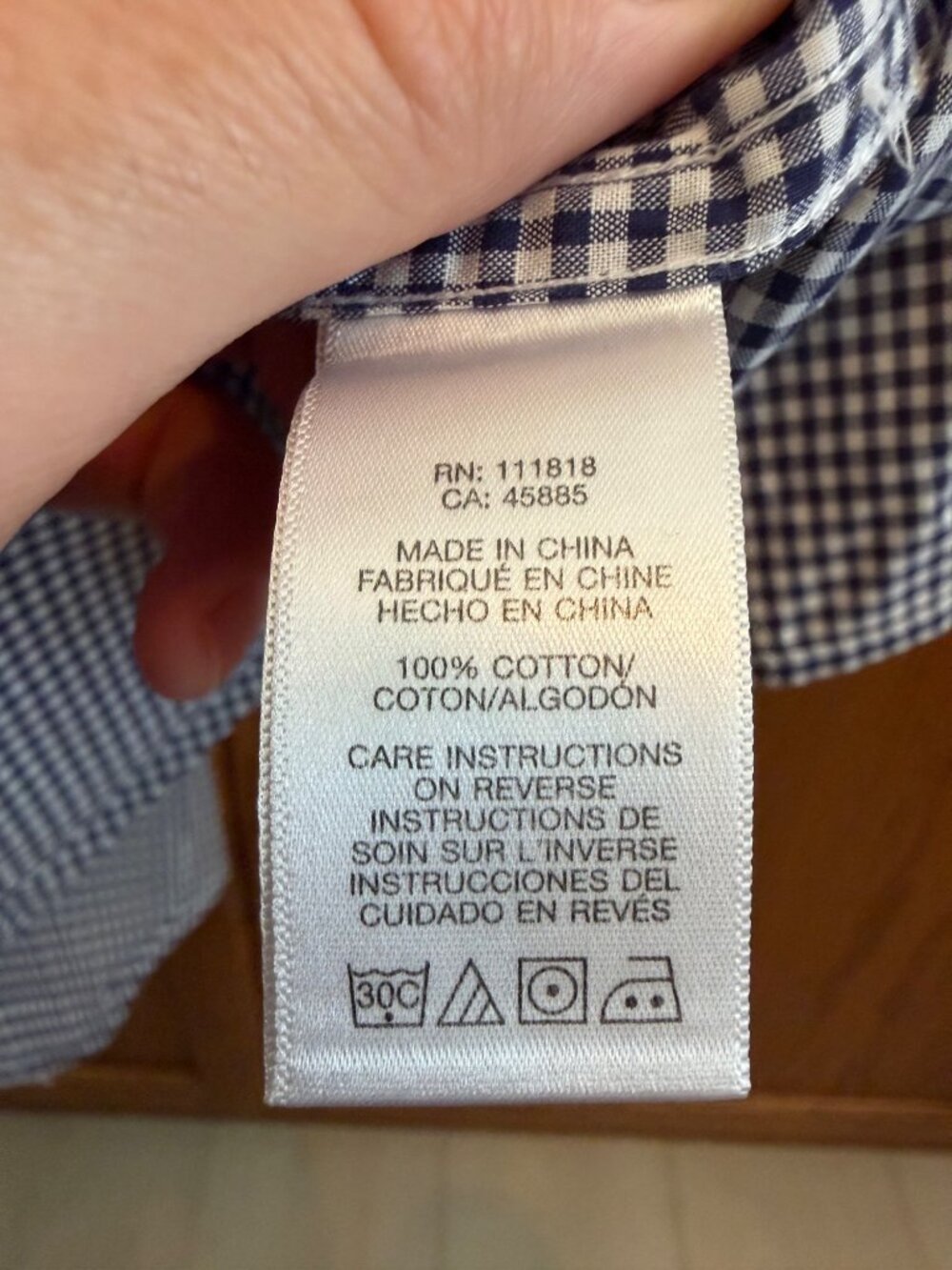 Michael Kors Mens Gingham Short Sleeve Button-Up Shirt XXL Navy/White Cotton - Picture 4 of 4